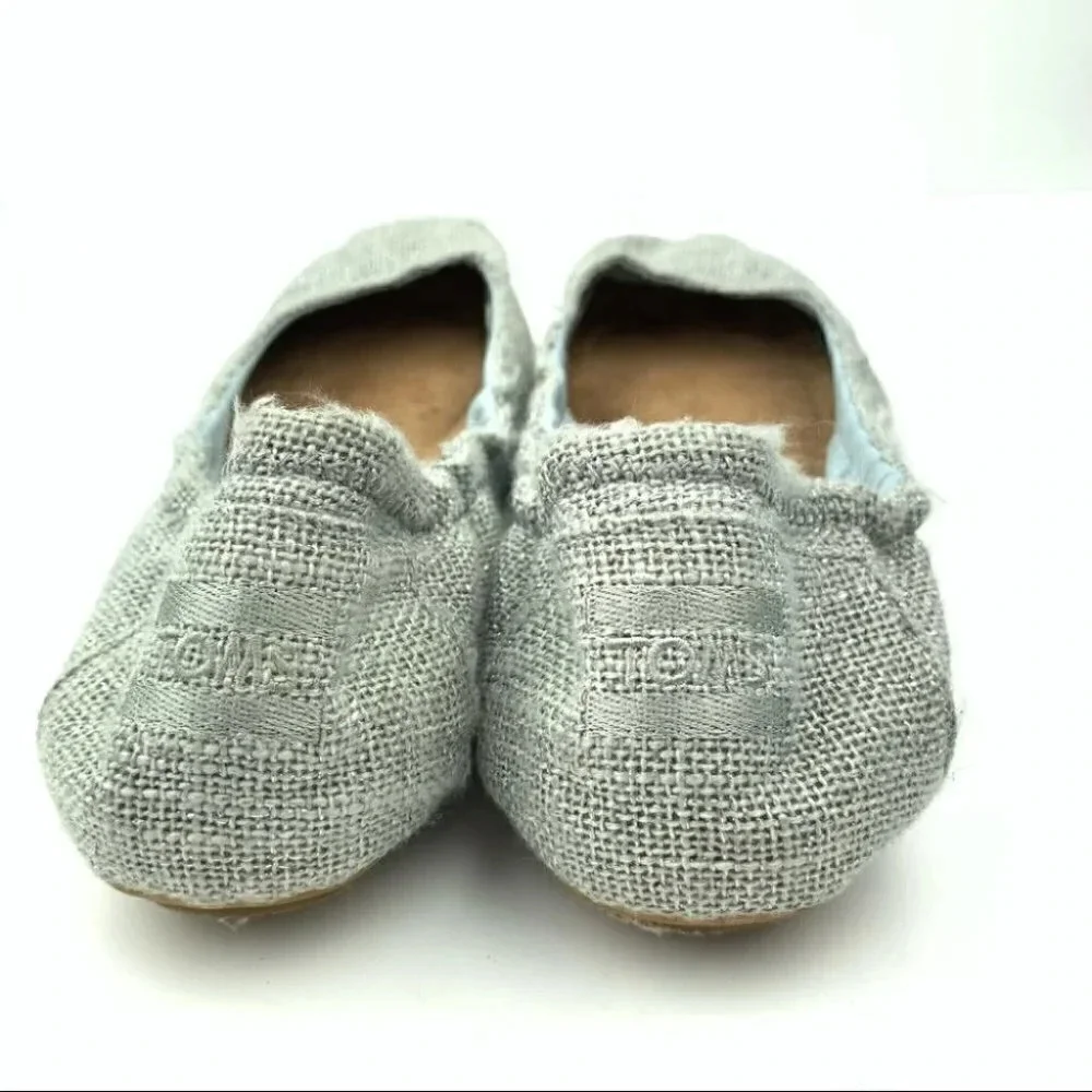 Toms flats sz 8 38.5 blue silver metallic ballet